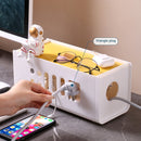XM009 Plastic Plug-In Electric Wire Storage Box Power Board Wire Clip Box Charger Storage Finishing Box(White+Yellow Cover)