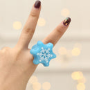 10 PCS Christmas Gift Prom Party Finger Light Glowing Ring Toy(Snowflake)