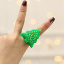 10 PCS Christmas Gift Prom Party Finger Light Glowing Ring Toy(Small Tree)