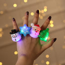 10 PCS Christmas Gift Prom Party Finger Light Glowing Ring Toy(Snowman)