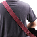 Leather Guitar Strap Retro Cowboy Electric Guitar Pick Strap(Red)