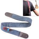 Leather Guitar Strap Retro Cowboy Electric Guitar Pick Strap(Light Blue)