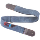 Leather Guitar Strap Retro Cowboy Electric Guitar Pick Strap(Light Blue)