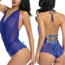 3 PCS Lace Siamese Sexy Lingerie Erotic Underwear, Size:S(Blue)