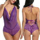 3 PCS Lace Siamese Sexy Lingerie Erotic Underwear, Size:S(Purple)