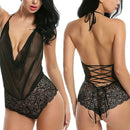 3 PCS Lace Siamese Sexy Lingerie Erotic Underwear, Size:M(Black)