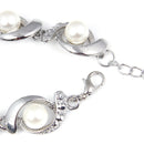Women Fashion Trendy Pearl Chain Crystal Bracelet(silver)