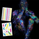 10 PCS Fluorescent Flower Arm Tattoo Sticker Face Sticker Waterproof Feather Tattoo Arm Tattoo Sticker(DKCS032)