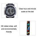 JNEW A380-86294 Children Waterproof Time Cognitive Cartoon Universe Colorful Backlight LED Electronic Watch( Black)