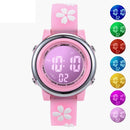 JNEW A380-86195 Children Cartoon Cherry Blossom Waterproof Time Recognition Colorful LED Electronic Watch(White)