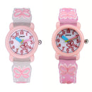 JNEW A335-86228 Children Cartoon 3D Love Butterfly Silicone Waterproof Quartz Watch(Pink Shell White Belt)