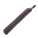 Retro Simple Leather Stylus Leather Zipper Pen Protection Case Crazy Horse Skin Mini Pen Case(Deep Brown)