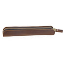 Retro Simple Leather Stylus Leather Zipper Pen Protection Case Crazy Horse Skin Mini Pen Case( Yellow Brown)
