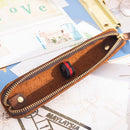 Retro Simple Leather Stylus Leather Zipper Pen Protection Case Crazy Horse Skin Mini Pen Case(Blue)