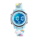 JNEW A380-86664 Children Cartoon 3D Happy Small Elephant Alarm Waterproof Sports LED Digital Watch(Light Blue)