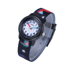 JNEW A369-86397 Children Cartoon Dinosaur Waterproof Time Cognitive Ribbon Quartz Watch(Black)