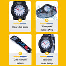 JNEW A369-86397 Children Cartoon Dinosaur Waterproof Time Cognitive Ribbon Quartz Watch(Black)