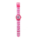 JNEW A369-86321 Children Waterproof Time Cognitive Cartoon Ribbon Quartz Watch(Flamingo)