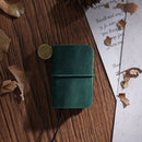 2 PCS Ultra-Small Mini TN Hand Account Book Handmade Note Book Leather Notebook Portable Travel Diary(Crazy Horse Skin Ink Green)