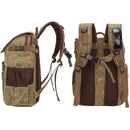 K001-D Leisure Shoulder Camera Bag Waterproof Retro Canvas Camera Storage Backpack(Khaki)