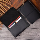 Crazy Horse Skin Passport Bag Document Holder Retro Boarding Pass Wallet Card Holder(Black)