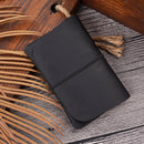 Crazy Horse Skin Passport Bag Document Holder Retro Boarding Pass Wallet Card Holder(Black)