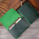 Crazy Horse Skin Passport Bag Document Holder Retro Boarding Pass Wallet Card Holder(Ink Green)