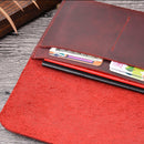 Crazy Horse Skin Passport Bag Document Holder Retro Boarding Pass Wallet Card Holder(Wine Red)
