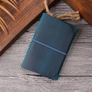 Crazy Horse Skin Passport Bag Document Holder Retro Boarding Pass Wallet Card Holder(Blue)