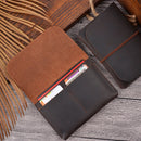 Crazy Horse Skin Passport Bag Document Holder Retro Boarding Pass Wallet Card Holder(Coffee)