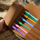 Retro First Layer Cowhide Pen Curtain Simple Literary Pencil Case Multifunctional Volume Pencil Case(Crazy Horse Skin Brown)