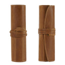 Retro First Layer Cowhide Pen Curtain Simple Literary Pencil Case Multifunctional Volume Pencil Case(Crazy Horse Skin Brown)