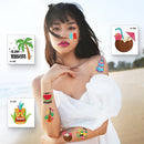 3 Sets Beach Fruit Flower Arm Tattoo Sticker Kids Cartoon Face Sticker(20 PCS / Set)