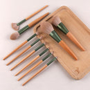 WC-QL10 10 In One Makeup Brush Set Wooden Handle Concealer Brush Foundation Brush Eye Shadow Brush,Specification: Makeup Brush + Bag