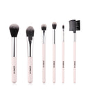 ZOREYA ZZ6 6 In 1 Portable Makeup Brush Set With Wooden Handle Beauty Tools Foundation Brush And Eyebrow Brush(White)