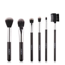 ZOREYA ZZ6 6 In 1 Portable Makeup Brush Set With Wooden Handle Beauty Tools Foundation Brush And Eyebrow Brush(Black)