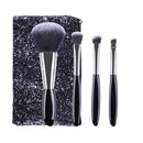 4 In 1 Black Pebbles Makeup Brush Set Eyeshadow Brush Foundation Brush Portable Makeup Brush,Style: Brush + Makeup Brush Bag