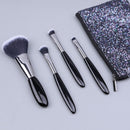 4 In 1 Black Pebbles Makeup Brush Set Eyeshadow Brush Foundation Brush Portable Makeup Brush,Style: Brush + Makeup Brush Bag