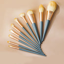 10 in 1 Haze Blue Makeup Brush Set Eyeshadow Brush Practical Commuter Makeup Brush,Style: Bare Brush