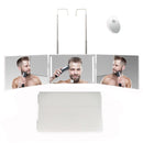 Three-Sided Mirror With LED Light Retractable Hanging Three-Fold Mirror With 10X Magnification Small Mirror(White)