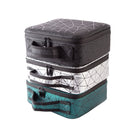 Waterproof Cosmetic Box With Partitions Cosmetic Bag Large-Capacity Rhombic PU Cosmetic Storage Box(Silver White)