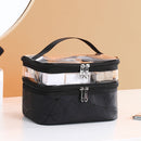 Transparent Diamond Double-Layer Cosmetic Bag Portable Travel Storage Multi-Function Bag(Black)