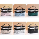 Transparent Diamond Double-Layer Cosmetic Bag Portable Travel Storage Multi-Function Bag(Black)