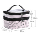 Transparent Diamond Double-Layer Cosmetic Bag Portable Travel Storage Multi-Function Bag(Black)