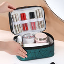 Transparent Diamond Double-Layer Cosmetic Bag Portable Travel Storage Multi-Function Bag(Pink)