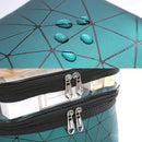 Transparent Diamond Double-Layer Cosmetic Bag Portable Travel Storage Multi-Function Bag(Green)