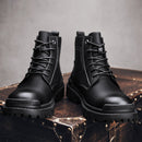 AS9268 Autumn And Winter High-Top Man Martin Boots Leather Warm Men Shoes, Size: 40(Black)