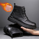 AS9268 Autumn And Winter High-Top Man Martin Boots Leather Warm Men Shoes, Size: 40(Black-Cotton Lining)