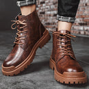 AS9268 Autumn And Winter High-Top Man Martin Boots Leather Warm Men Shoes, Size: 40(Brown)