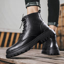 AS9268 Autumn And Winter High-Top Man Martin Boots Leather Warm Men Shoes, Size: 40(Black)
